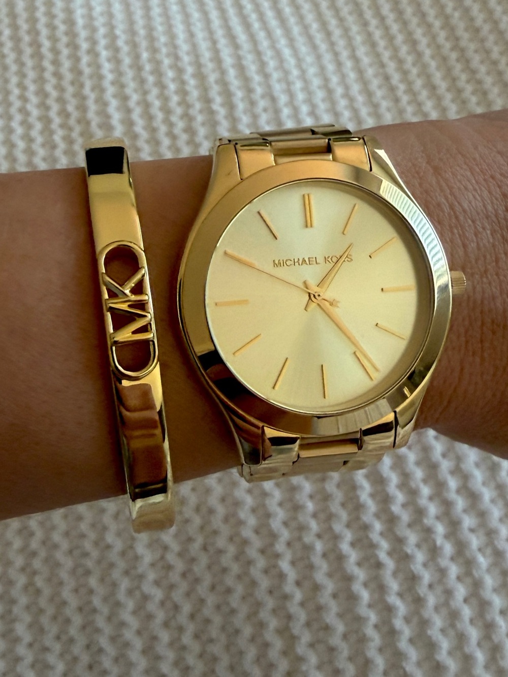 Michael Kors Slim Runway Gold-Tone Stainless Steel Watch & Bracelet